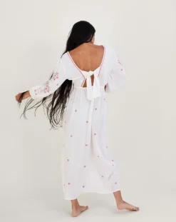 Monsoon Embroidered Maxi Kaftan Dress| Ivory -MONSON Clothing Shop jr602 54150246 2
