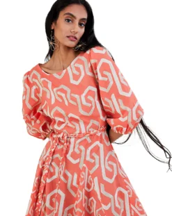 Monsoon Geometric Cut-Out Short Dress| Orange -MONSON Clothing Shop jr613 54151015 4