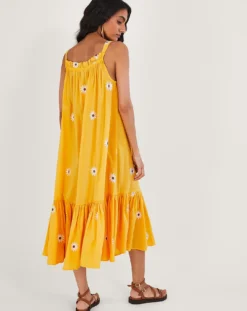 Monsoon Sunflower Embroidered Midi Dress| Yellow -MONSON Clothing Shop jr642 54154714 4