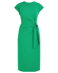 Monsoon Side Knot Midi Jersey Dress| Green