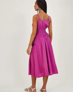 Monsoon Plain Textured Tape Midi Dress| Violet -MONSON Clothing Shop jr956 54297781 2