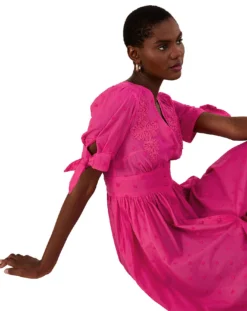 Monsoon Embroidered Dobby Dress| Pink -MONSON Clothing Shop mi739 54143010 4