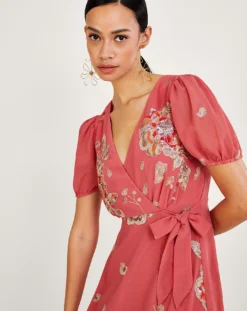 Monsoon Kira Embellished Wrap Dress| Pink -MONSON Clothing Shop mi860 54082610 4
