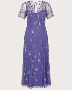 Monsoon Kathy Embellished Midi Dress| Blue