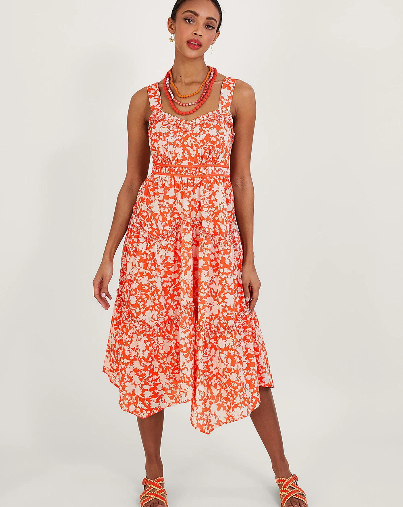 Monsoon Myra Hanky Hem Dress| Orange 2 Monsoon Myra Hanky Hem Dress| Orange - Image 2