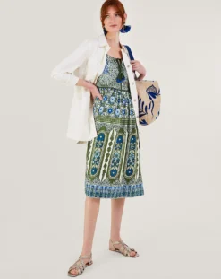 Monsoon Heritage Print Lace Trim Dress| Khaki -MONSON Clothing Shop ru428 54312699 4