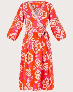 Monsoon Aspen Wrap Dress| Orange