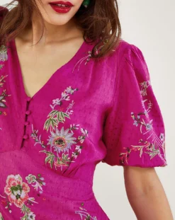 Monsoon Jenny Embroidered Tea Dress| Violet -MONSON Clothing Shop ru879 54277381 4