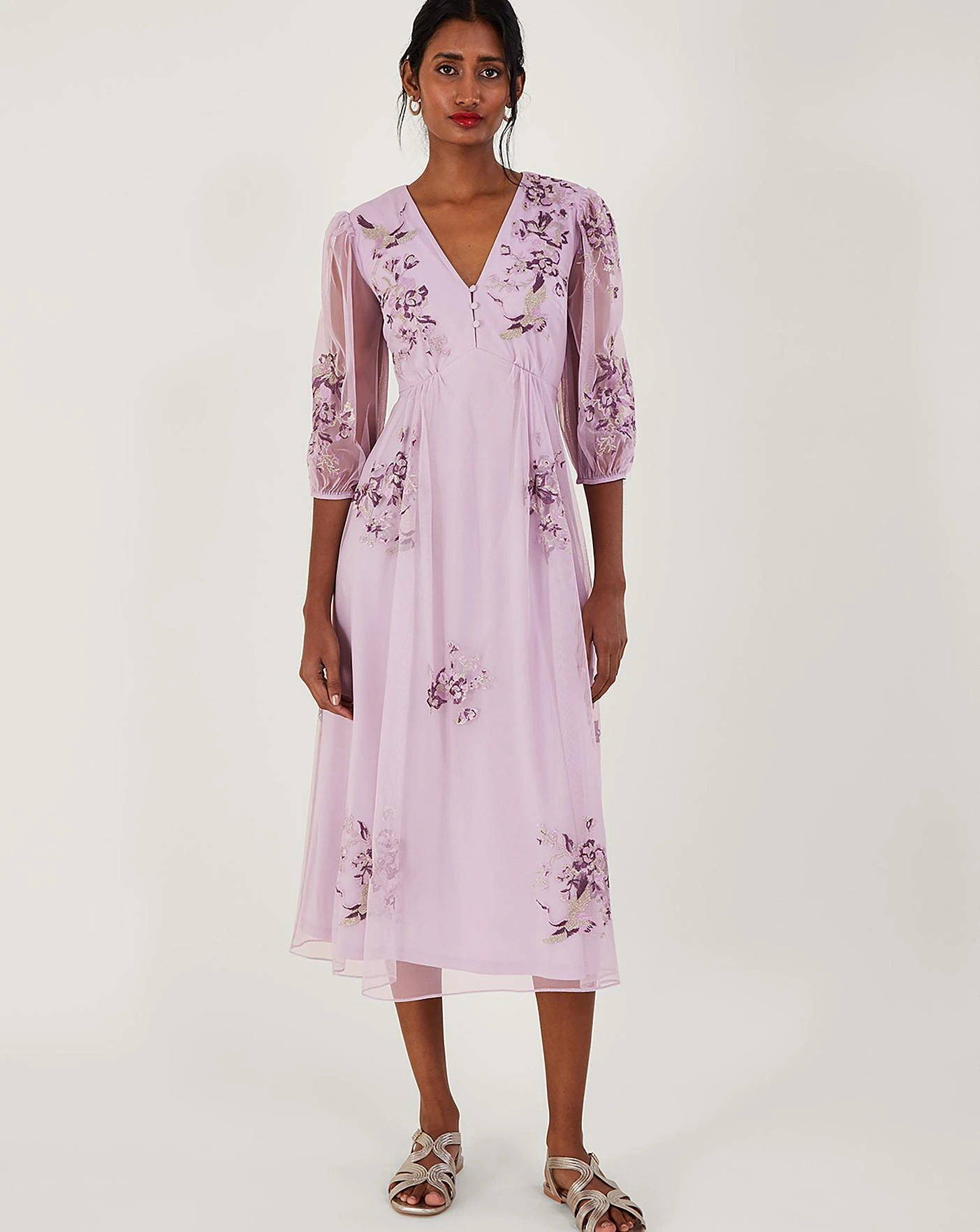 Monsoon Karen Embroidered Dress| Lilac 2 Monsoon Karen Embroidered Dress| Lilac - Image 2