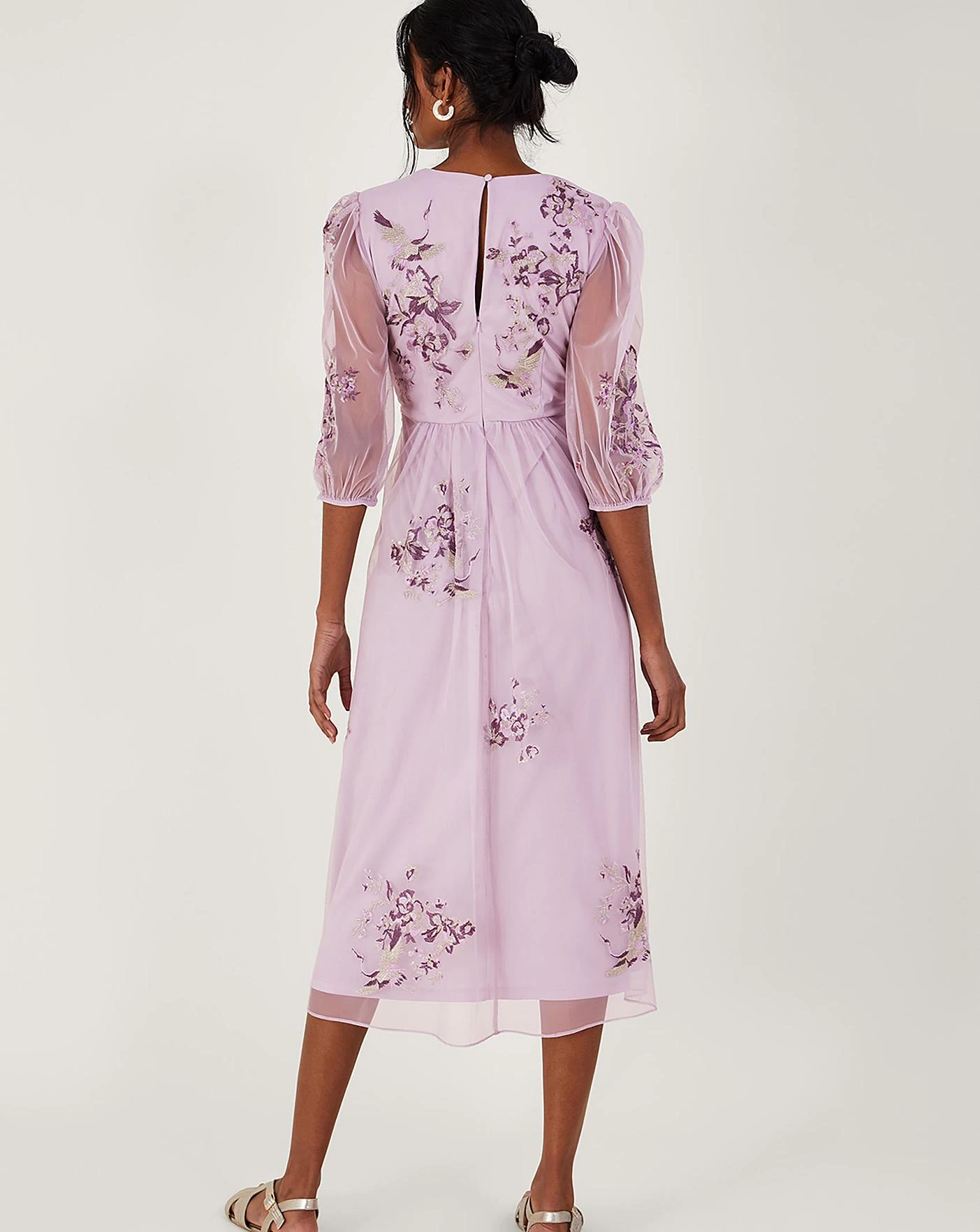 Monsoon Karen Embroidered Dress| Lilac 3 Monsoon Karen Embroidered Dress| Lilac - Image 3