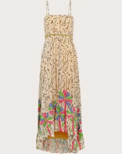 Monsoon Handkerchief Hem Print Dress| Yellow