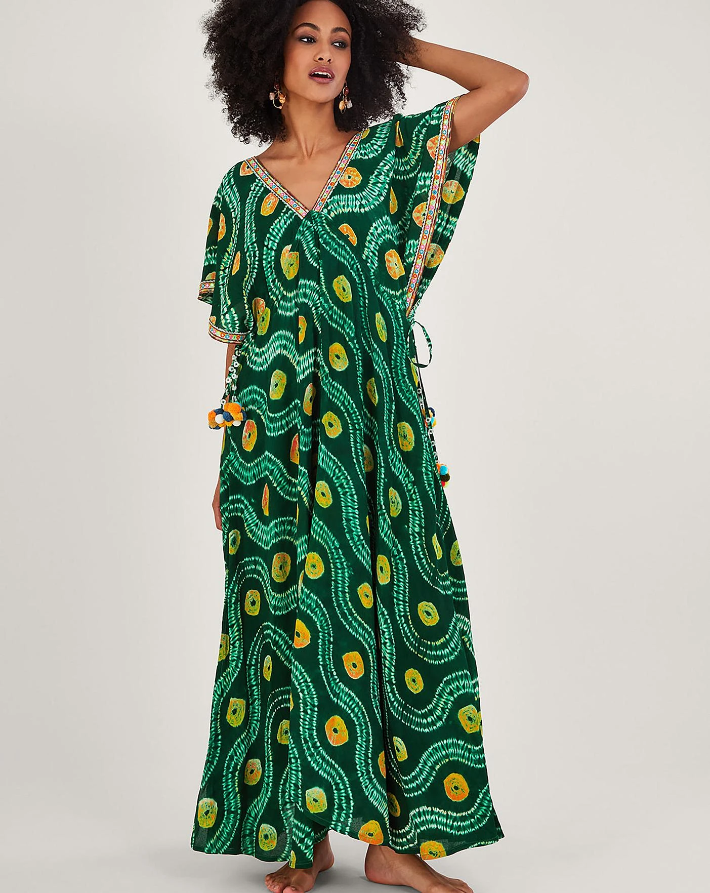 Monsoon Bandhani Tie Dye Dress| Green 2 Monsoon Bandhani Tie Dye Dress| Green - Image 2