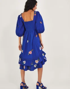 Monsoon Ellie Embroidered Tiered Dress| Cobalt -MONSON Clothing Shop uj336 54286332 2