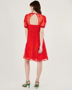 Monsoon Nora Embroidered Short Dress| Orange -MONSON Clothing Shop uj397 54287715 2