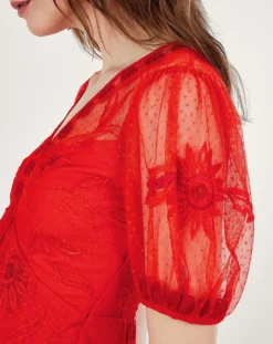 Monsoon Nora Embroidered Short Dress| Orange -MONSON Clothing Shop uj397 54287715 4