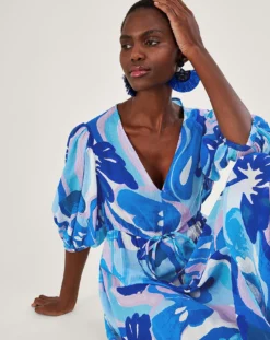 Monsoon Swirl Print Maxi Dress| Blue -MONSON Clothing Shop uj461 54314102 4