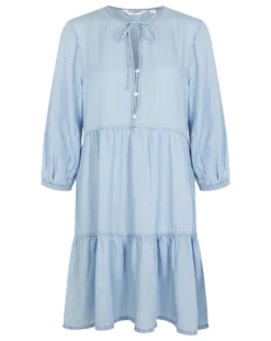 Accessorize Chambray Midi Dress| Blue