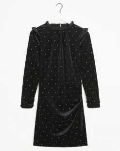 Joanna Hope Diamante Detail Velour Dress| Black