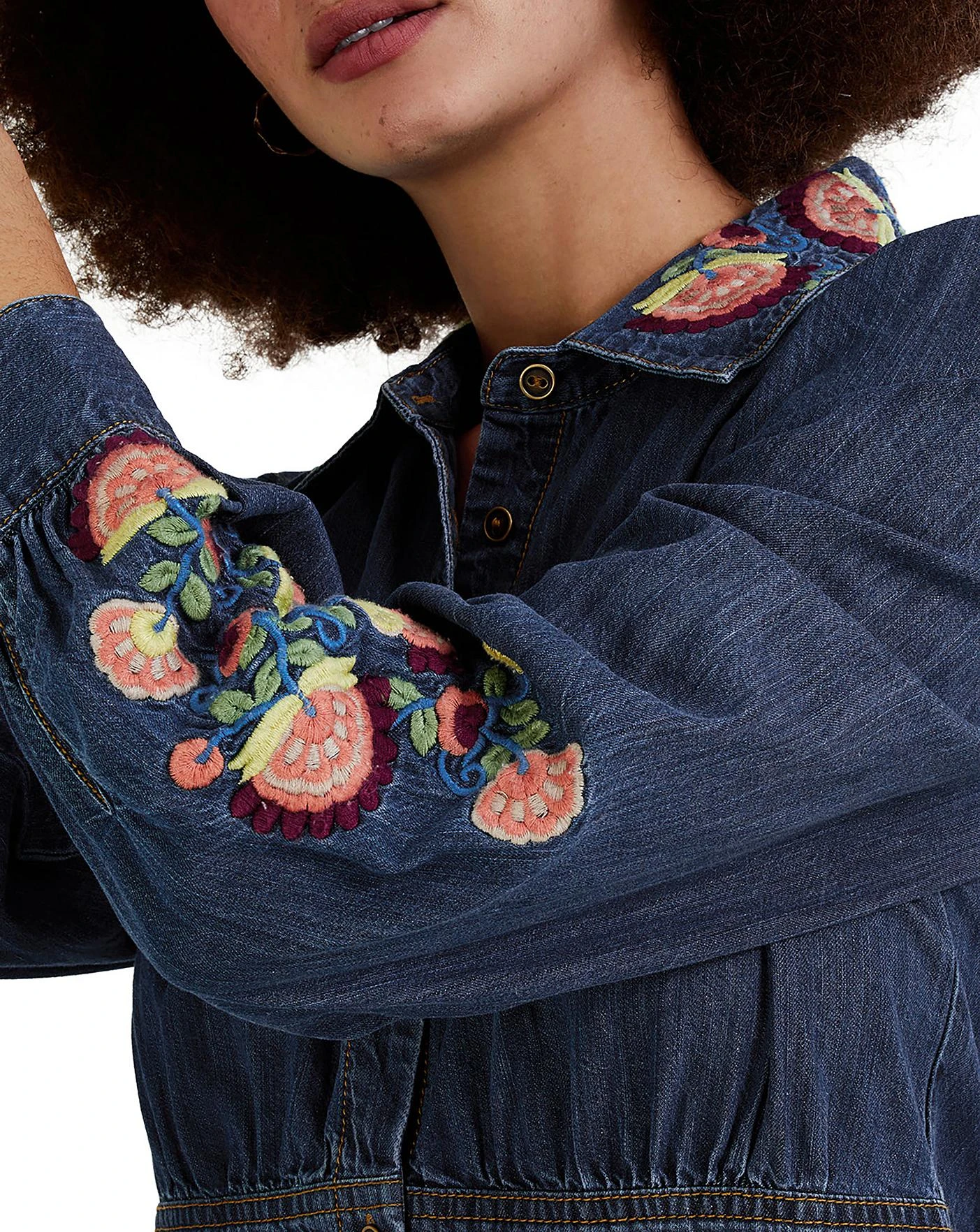 Monsoon Embroidered Denim Shirt Dress| Denim Blue 4 Monsoon Embroidered Denim Shirt Dress| Denim Blue - Image 4
