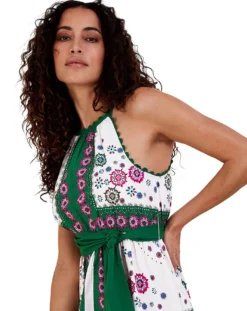 Monsoon Scarf Print Halter Midi Dress| Green -MONSON Clothing Shop vj970 54154507 4
