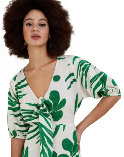 Monsoon Abstract Palm Tie Midi Dress| Green -MONSON Clothing Shop vj992 54154907 4