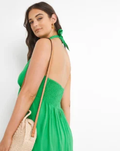 Boho Halter Neck Beach Dress| Green -MONSON Clothing Shop w01bc468753w