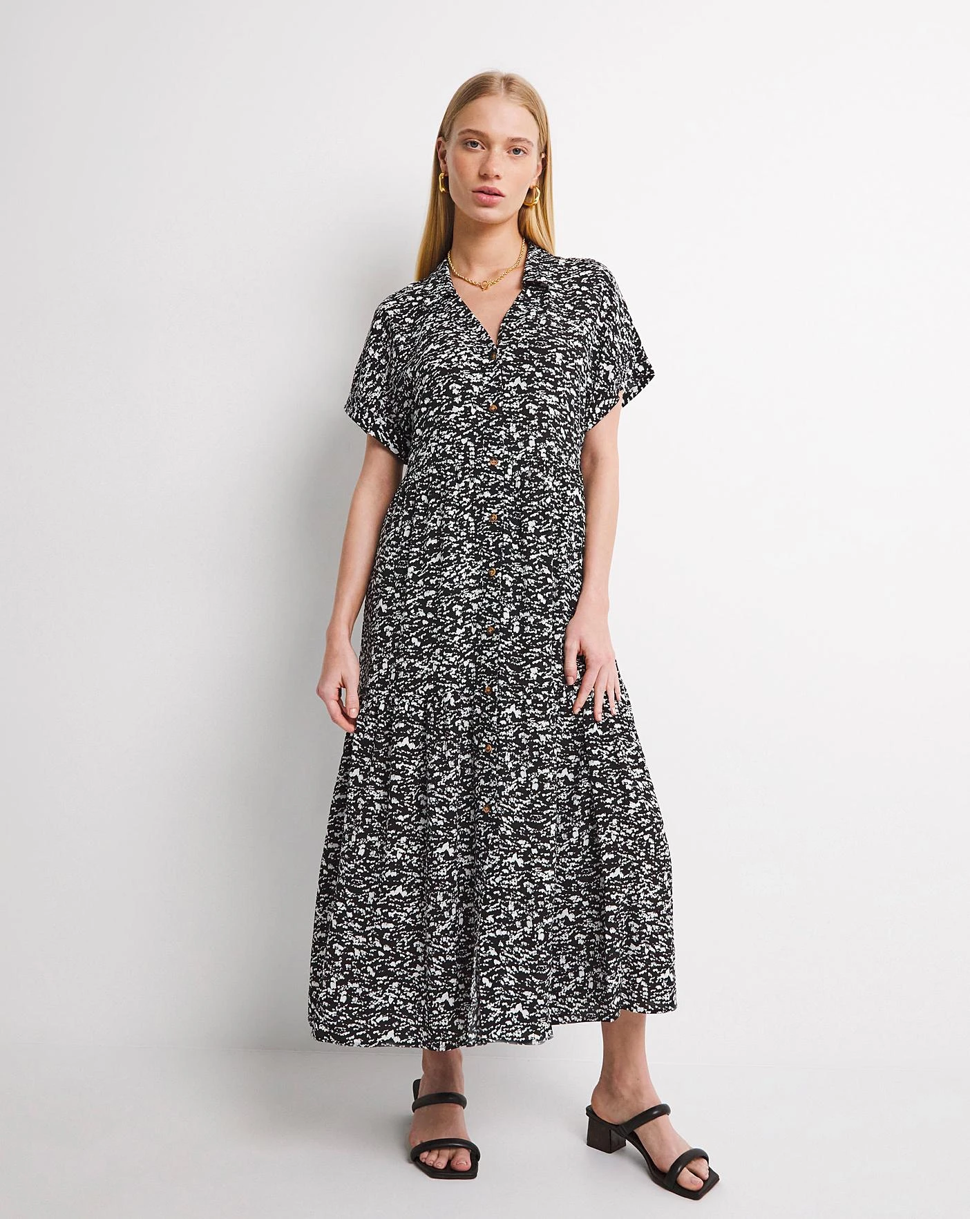 Whistles Abstract Smudge Print Tiered Midi Dress| Multi 4 Whistles Abstract Smudge Print Tiered Midi Dress| Multi - Image 4