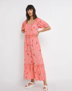 Joe Browns Stand Out Floral Jersey Tiered Dress| Pink