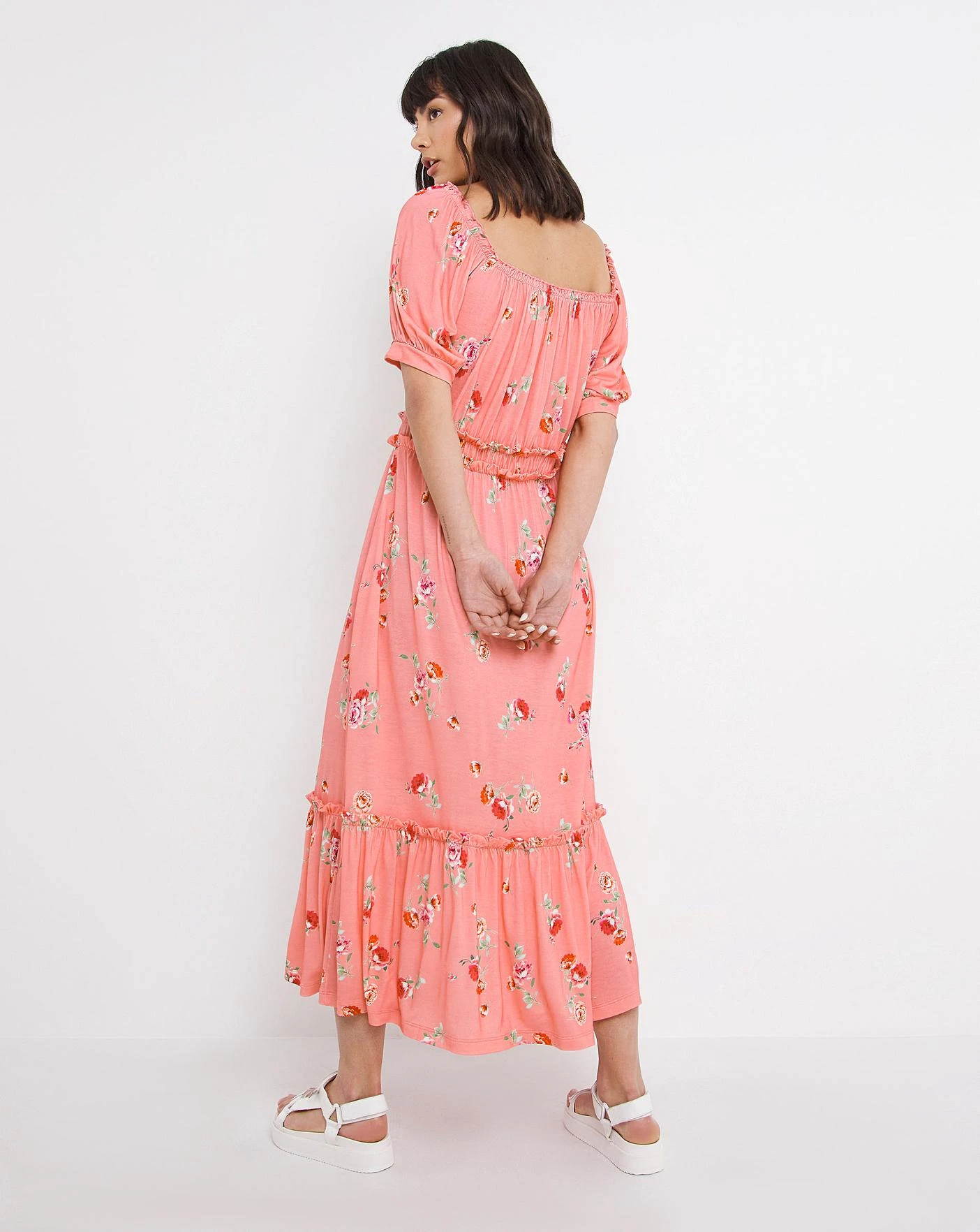 Joe Browns Stand Out Floral Jersey Tiered Dress| Pink 3 Joe Browns Stand Out Floral Jersey Tiered Dress| Pink - Image 3