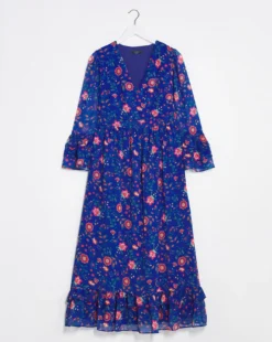 Joanna Hope Tiered Frill Sleeve Midi Dress| Blue Print