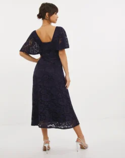 Joanna Hope Lace Midi Dress| Navy -MONSON Clothing Shop w01mn151728w