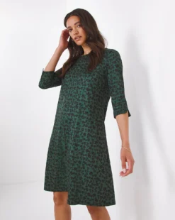 Soft Touch Slit Sleeve Swing Dress| Green Print -MONSON Clothing Shop w01st508755w