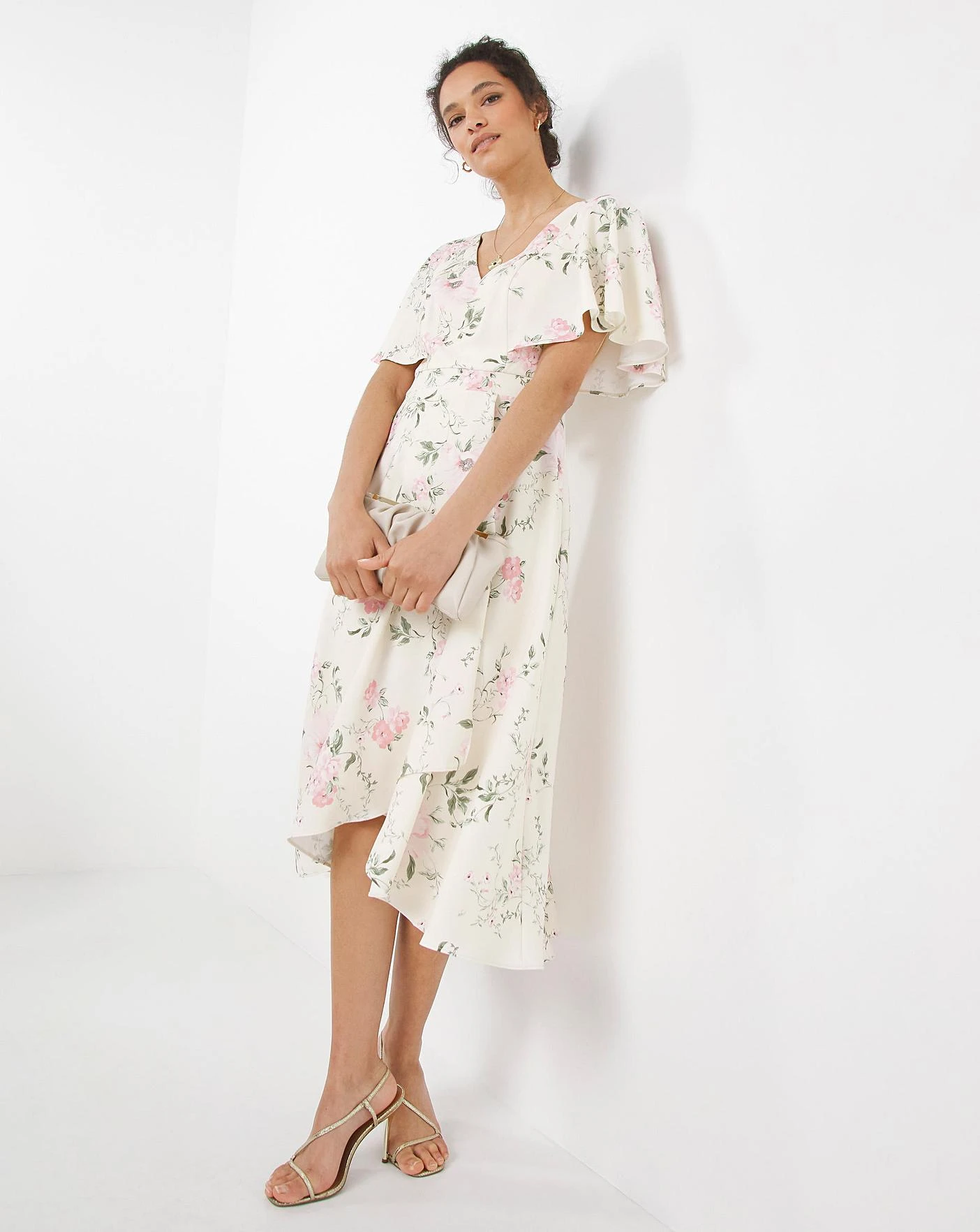 Joanna Hope Floral Angel Sleeve Midi Dress| Print 1 Joanna Hope Floral Angel Sleeve Midi Dress| Print