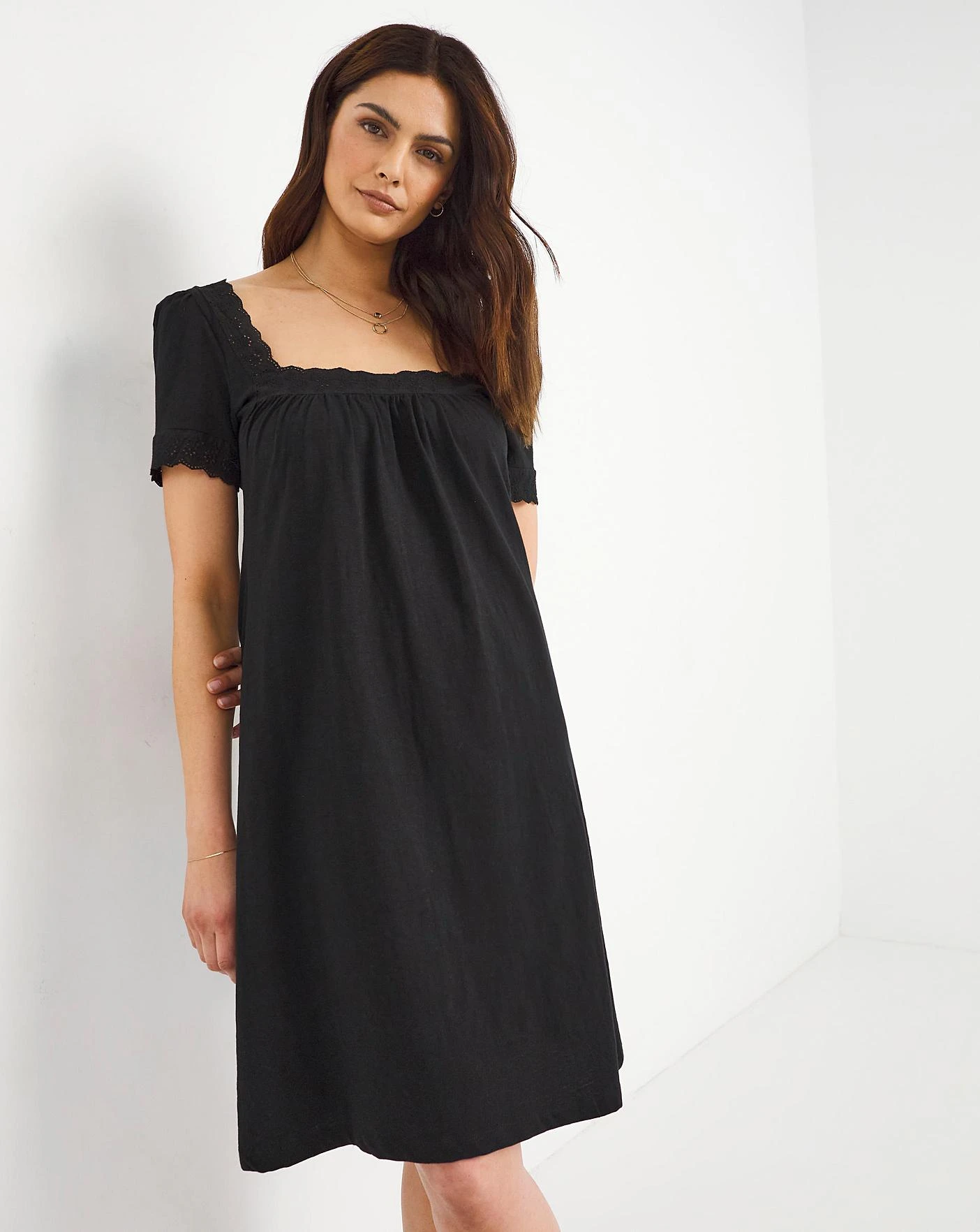 Square Neck Lace Dress| Black 1 Square Neck Lace Dress| Black