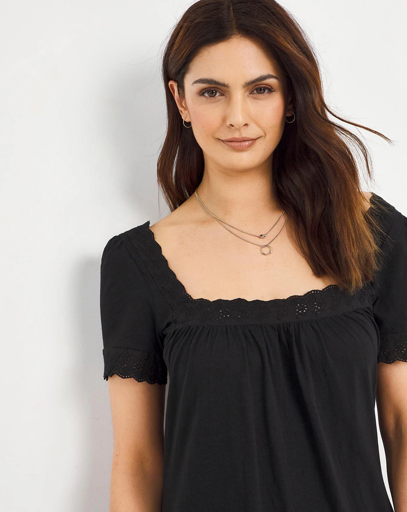 Square Neck Lace Dress| Black 3 Square Neck Lace Dress| Black - Image 3