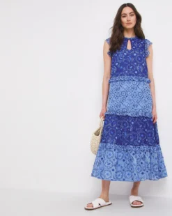 Julipa Mixed Print Chiffon Dress| Blue Print -MONSON Clothing Shop w07wg468749w