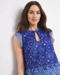 Julipa Mixed Print Chiffon Dress| Blue Print -MONSON Clothing Shop w07wg468750w