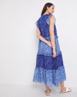 Julipa Mixed Print Chiffon Dress| Blue Print -MONSON Clothing Shop w07wg468751w
