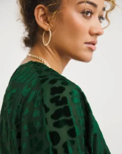 Closet London Kimono Midi Velvet Devore Dress| Green -MONSON Clothing Shop x01bo053746w