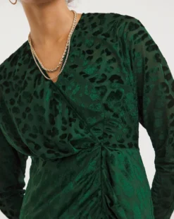 Closet London Kimono Midi Velvet Devore Dress| Green -MONSON Clothing Shop x01bo053748w