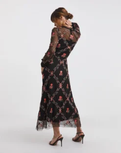 Raishma Beaded And Embroidered Flower Maxi Dress| Black -MONSON Clothing Shop x01bo586707w
