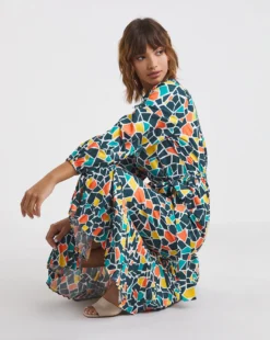 Raishma Studio Floral Print Frill Detailed Maxi Dress| Blue Multi-coloured -MONSON Clothing Shop x01bo624705w