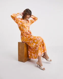 Raishma Studio Floral Print Midi Dress| Orange Multi-coloured -MONSON Clothing Shop x01bo626708w