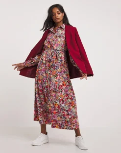 Top Stitch Balloon Sleeve Shirt Dress| Multi Coloured Floral -MONSON Clothing Shop x01fh140740w