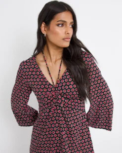 Geo Print Ruched Tie Neck A-Line Dress| Geo Print -MONSON Clothing Shop x01fh968752w