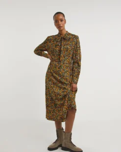 Multi Floral Tie Neck Swing Dress| Multi Coloured Floral