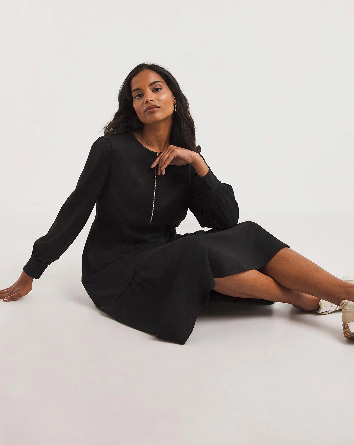 New Improved Tiered Ponte Dress| Black 2 New Improved Tiered Ponte Dress| Black - Image 2