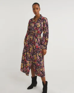Balloon Sleeve Top Stitch Shirt Dress| Multi Coloured Floral
