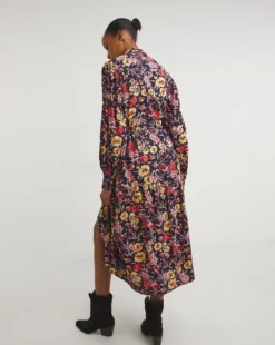 Balloon Sleeve Top Stitch Shirt Dress| Multi Coloured Floral -MONSON Clothing Shop x01gh448796w