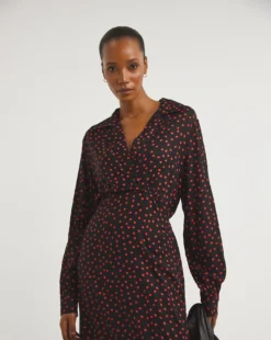 Collared Viscose Midi Tea Dress| Spot Print -MONSON Clothing Shop x01gh586795w